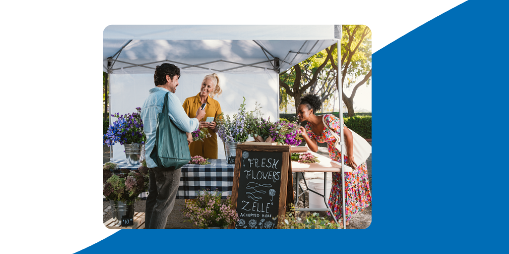 photo of customers at outdoor floral shop